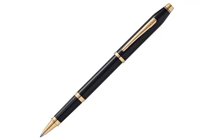 Cross Century II Black Lacquer Rollerball Pen w/ 23K Gold Appointments